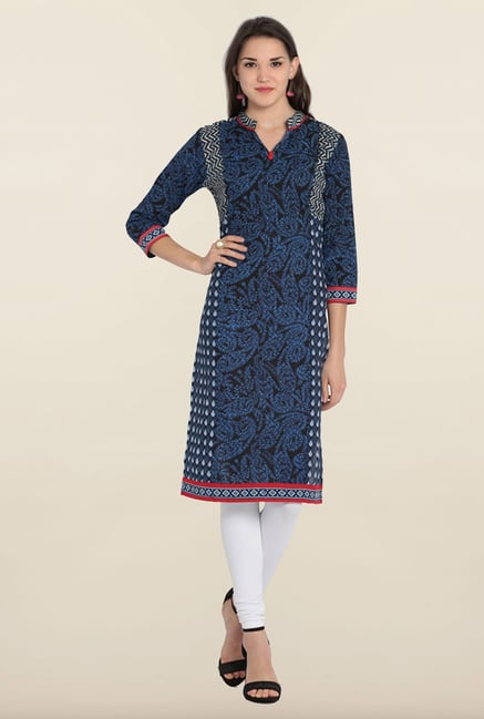 Soch Indigo & Black Embroidered Cotton Kurta Soch Indigo & Black Embroidered Cotton Kurta