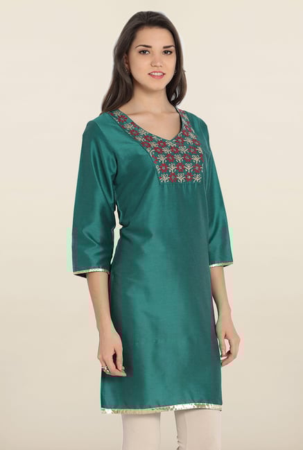 Soch Green Embroidered Silk Kurta Soch Green Embroidered Silk Kurta