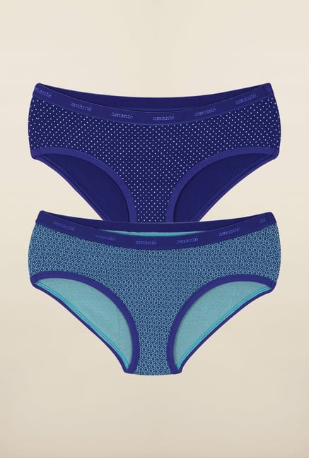 Amante Blue Printed Hipster Panties (Pack Of 2) Amante Blue Printed Hipster Panties (Pack Of 2)