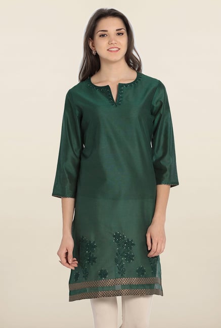 Soch Green Embroidered Cotton Kurta Soch Green Embroidered Cotton Kurta
