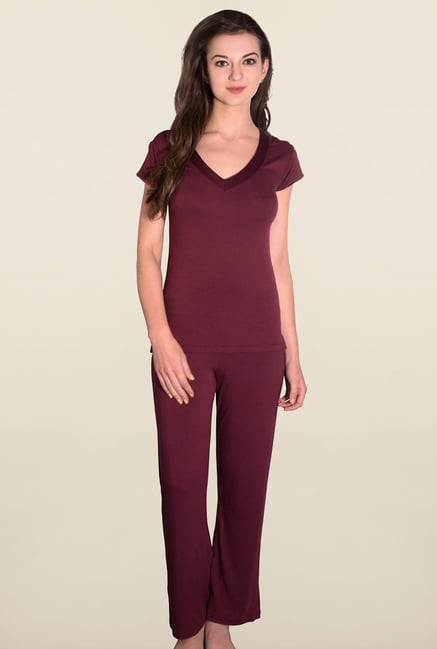 Amante Maroon Solid Pyjamas Amante Maroon Solid Pyjamas