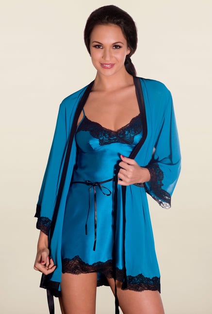 Amante Turquoise Solid Robe Amante Turquoise Solid Robe