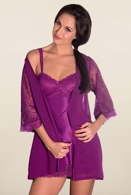 Amante Purple Lace Robe Amante Purple Lace Robe