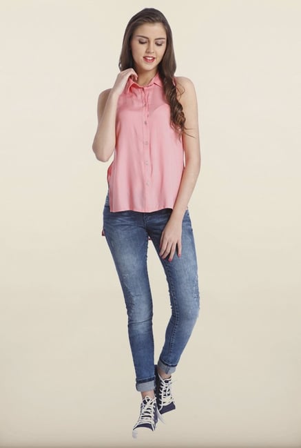 Only Pink Solid Casual Shirt Only Pink Solid Casual Shirt
