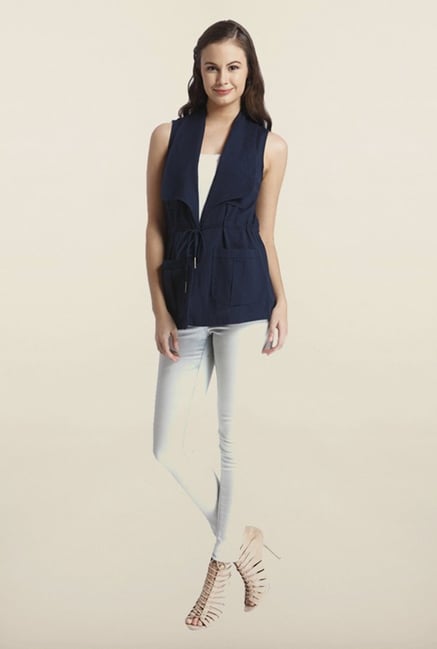 Only Navy Solid Waistcoat Only Navy Solid Waistcoat