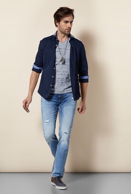 Killer Navy Slim Fit Casual Shirt Killer Navy Slim Fit Casual Shirt