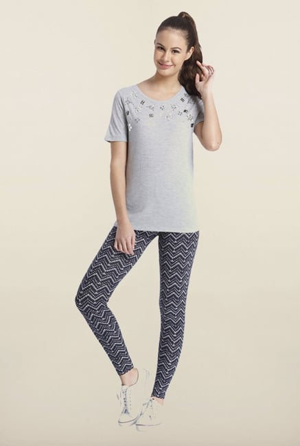 Only Light Grey Embellished T-Shirt Only Light Grey Embellished T-Shirt