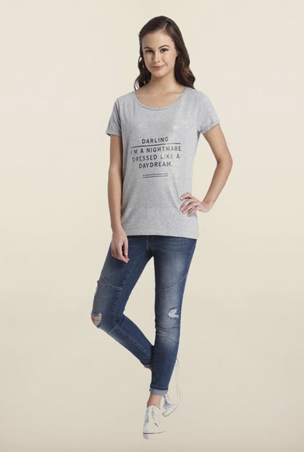 Only Dark Grey Printed T-Shirt Only Dark Grey Printed T-Shirt