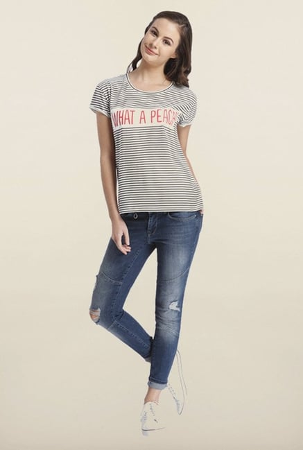 Only White Striped T-Shirt Only White Striped T-Shirt