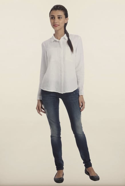 Only White Solid Casual Shirt Only White Solid Casual Shirt