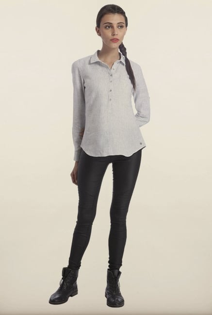 Only White Pin Striped Casual Shirt Only White Pin Striped Casual Shirt