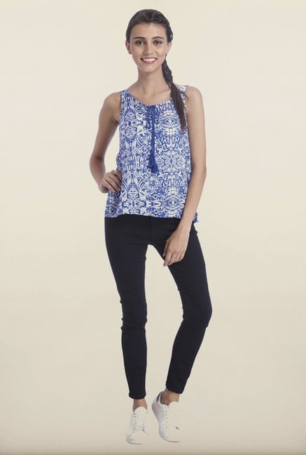 Only Mazarine Blue Printed Top Only Mazarine Blue Printed Top