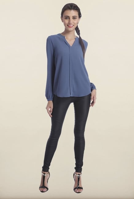 Only Indigo Blue Solid Top Only Indigo Blue Solid Top