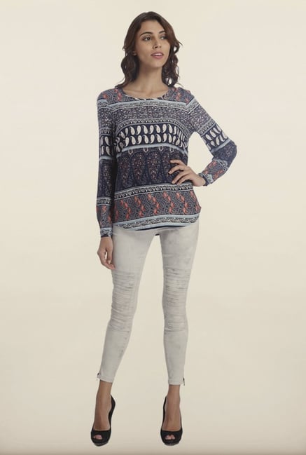 Only Navy Paisley Print Top Only Navy Paisley Print Top