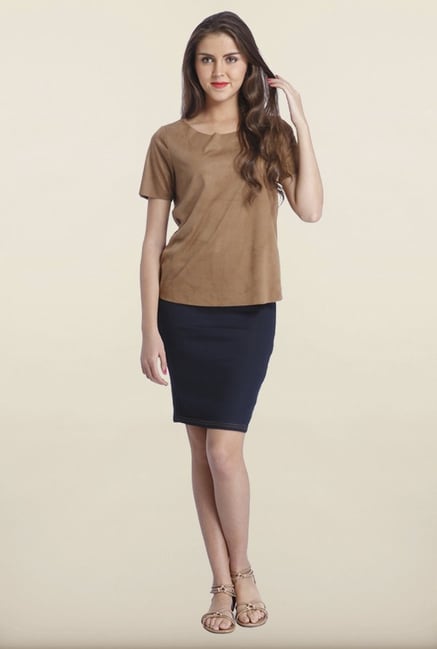 Only Cognac Suede Cropped Top Only Cognac Suede Cropped Top