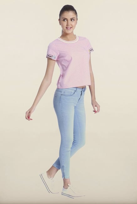 Only Soft Pink Checked Top Only Soft Pink Checked Top