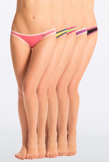 Pretty Secrets Multicolor Printed Bikini Panties (Pack Of 5) Pretty Secrets Multicolor Printed Bikini Panties (Pack Of 5)