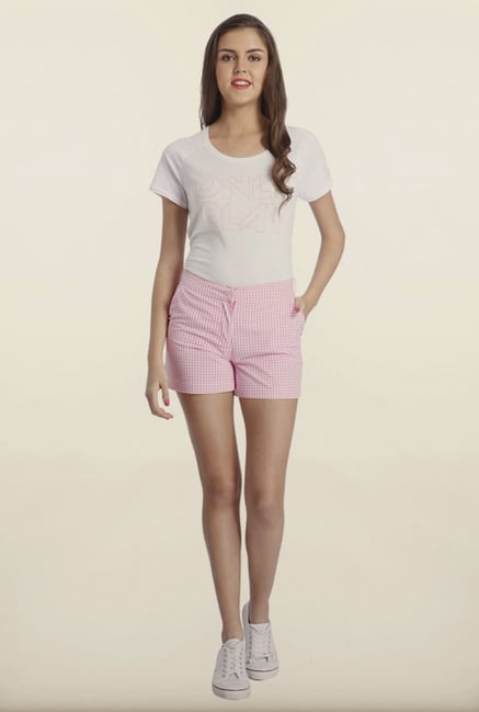 Only Pink Checked Casual Shorts Only Pink Checked Casual Shorts