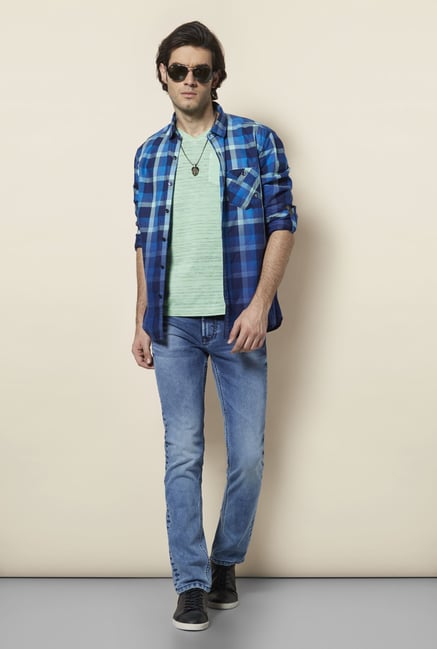 Killer Blue Checked Casual Shirt Killer Blue Checked Casual Shirt