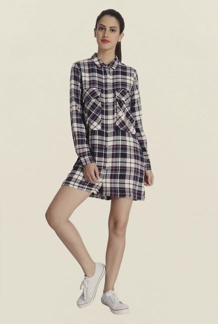 Only Navy Checked Playsuit Only Navy Checked Playsuit