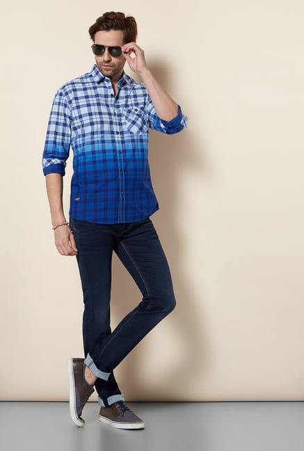 Killer Blue Checked Casual Shirt Killer Blue Checked Casual Shirt