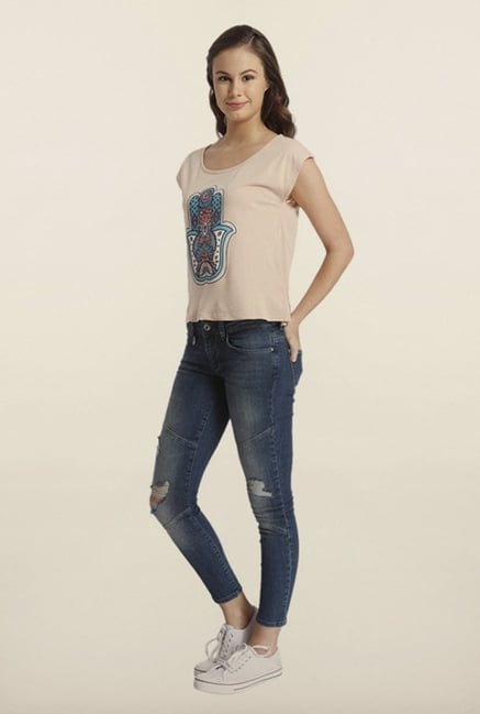 Only Misty Rose Printed T-shirt Only Misty Rose Printed T-shirt
