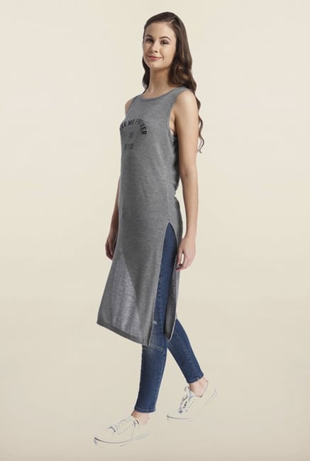 Only Dark Grey Printed Long Blouse Only Dark Grey Printed Long Blouse