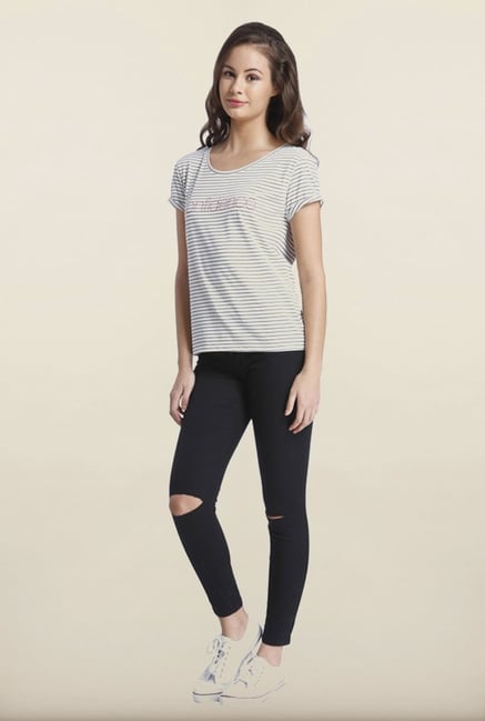Only White Striped T-Shirt Only White Striped T-Shirt