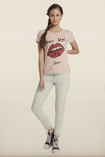 Only Misty Rose Printed T-Shirt Only Misty Rose Printed T-Shirt