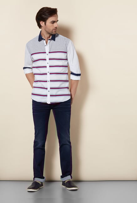 Killer White Striped Casual Shirt Killer White Striped Casual Shirt