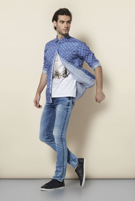 Killer Blue Printed Casual Shirt Killer Blue Printed Casual Shirt