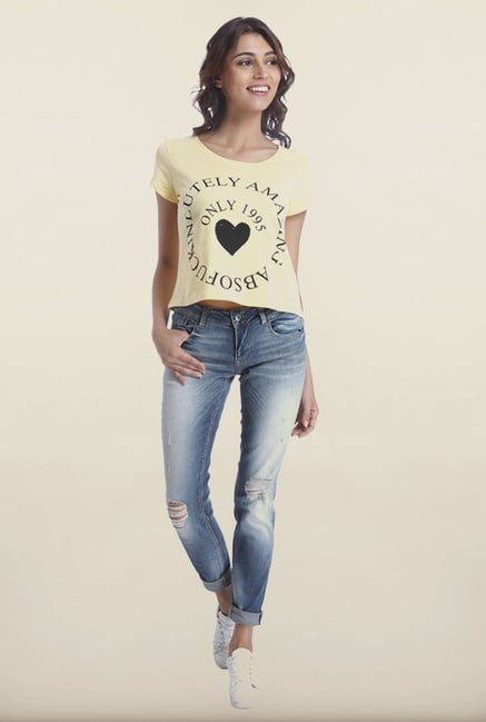 Only Yellow Printed T-Shirt Only Yellow Printed T-Shirt