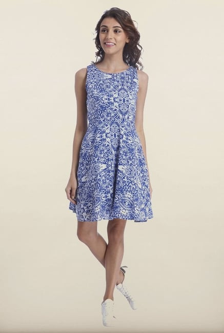 Only Blue Printed Skater Dress Only Blue Printed Skater Dress