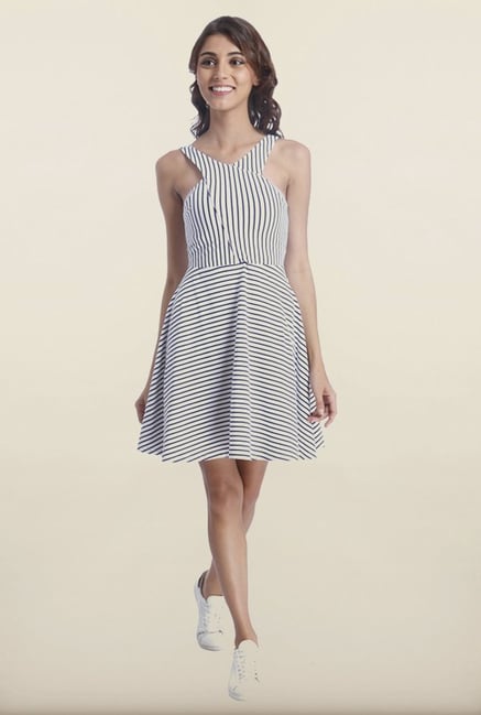 Only Blue Striped Skater Dress Only Blue Striped Skater Dress