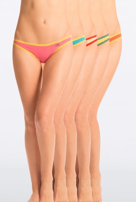 Pretty Secrets Multicolor Printed Bikini Panties (Pack Of 5) Pretty Secrets Multicolor Printed Bikini Panties (Pack Of 5)