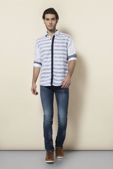 Killer White Striped Casual Shirt Killer White Striped Casual Shirt