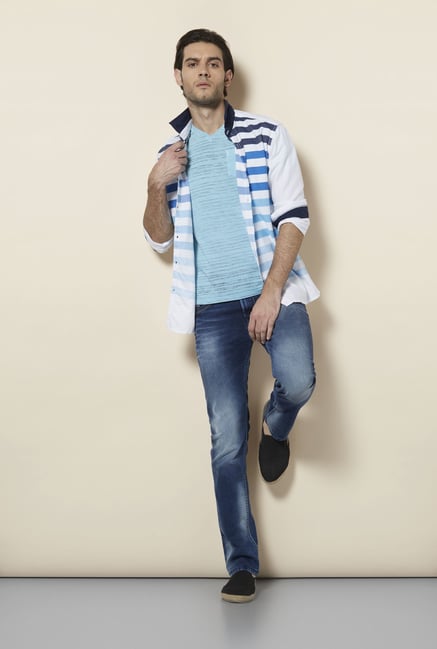 Killer White Striped Casual Shirt Killer White Striped Casual Shirt