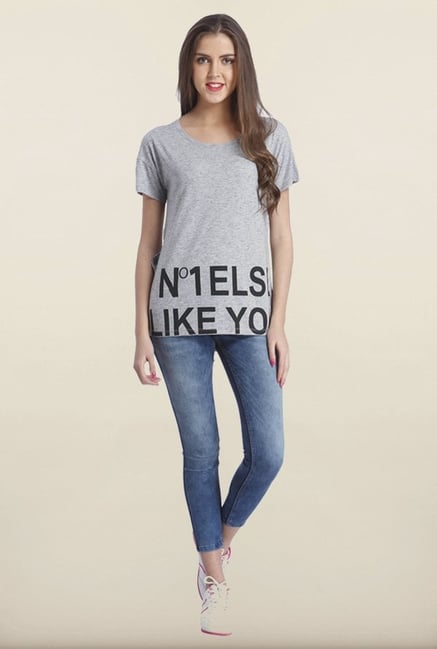 Only Light Grey Printed T-Shirt Only Light Grey Printed T-Shirt