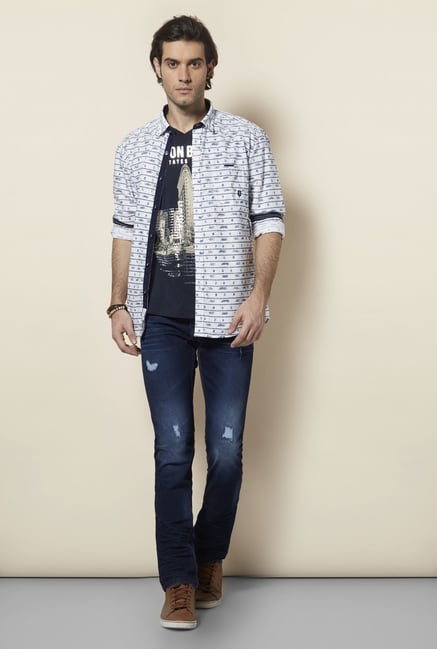 Killer White Printed Casual Shirt Killer White Printed Casual Shirt