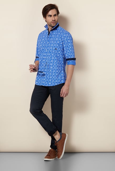 Killer Blue Printed Casual Shirt Killer Blue Printed Casual Shirt