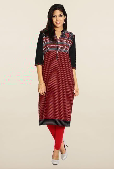 Soch Red & Black Cotton Kurta Soch Red & Black Cotton Kurta