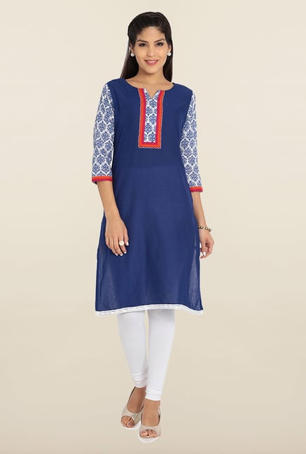 Soch Royal Blue & White Cotton Kurta Soch Royal Blue & White Cotton Kurta