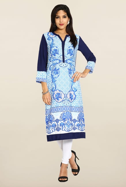 Soch Blue & White Printed Kurta Soch Blue & White Printed Kurta