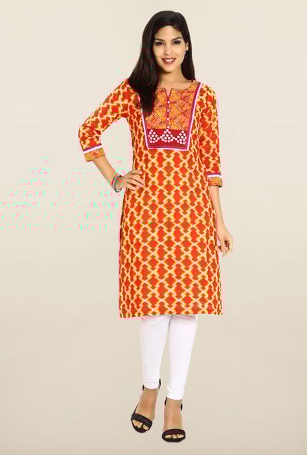Soch Orange & White Cotton Kurta Soch Orange & White Cotton Kurta