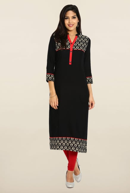 Soch Black Cotton Printed Kurta Soch Black Cotton Printed Kurta
