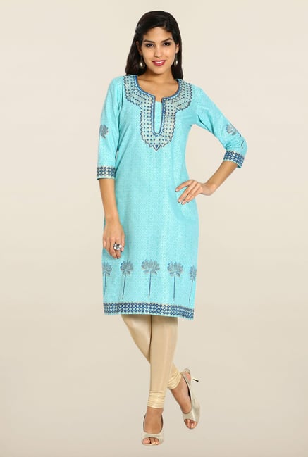 Soch Blue & Green Printed Cotton Kurta Soch Blue & Green Printed Cotton Kurta