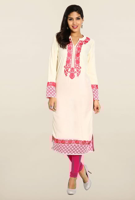 Soch Cream & Pink Embroidered Kurta Soch Cream & Pink Embroidered Kurta
