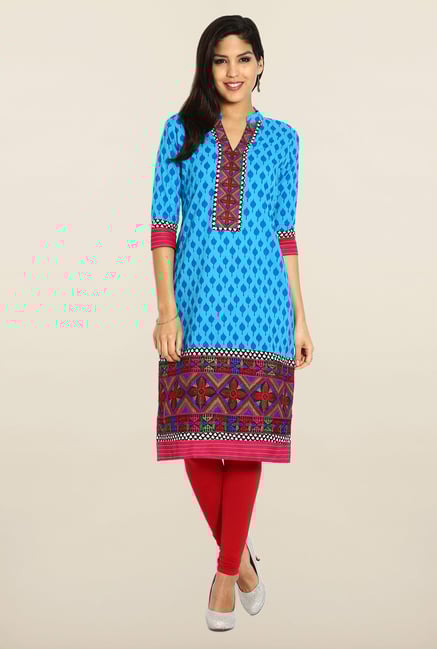 Soch Blue Cotton Printed Kurta Soch Blue Cotton Printed Kurta