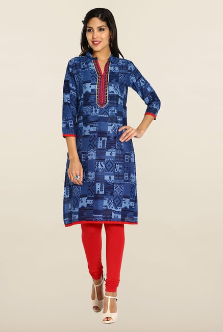 Soch Blue Printed Cotton Kurta Soch Blue Printed Cotton Kurta