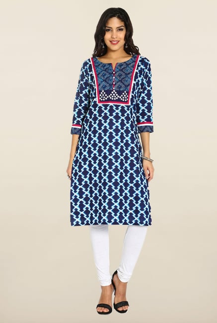 Soch Royal Blue & White Cotton Kurta Soch Royal Blue & White Cotton Kurta